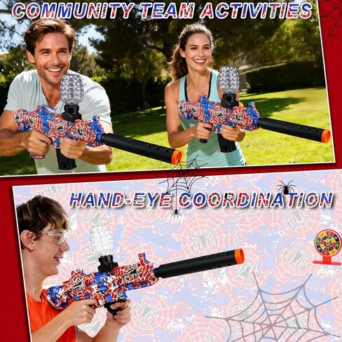 Gel Splat Blaster Toys Electric Automatic 90Ft, Goggles, Target & Rechargeable Batteries Spider Style Age 14+ in Kuwait