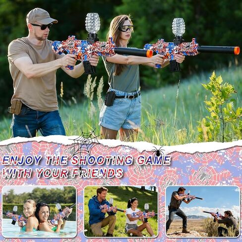 Gel Splat Blaster Toys Electric Automatic 90Ft, Goggles, Target & Rechargeable Batteries Spider Style Age 14+ in Kuwait