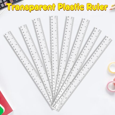 32 Pack Clear Plastic Ruler 12 Inch, Rulers Bulk for Classroom, Transparent Ruler with Centimeters and Inches, Kids Metric Ruler for School, Ideal Back to School Office Home Supplies in Kuwait