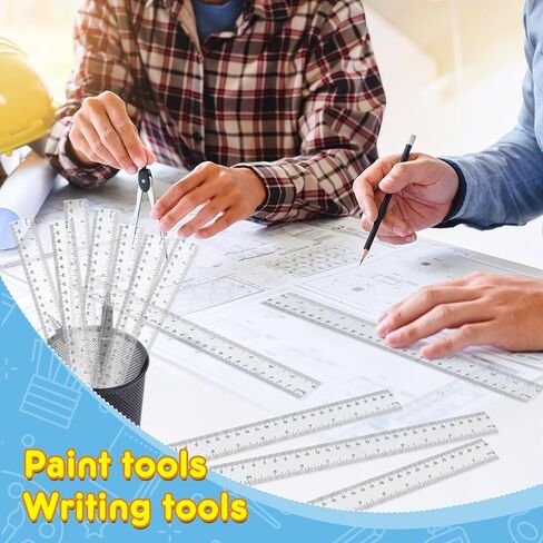 32 Pack Clear Plastic Ruler 12 Inch, Rulers Bulk for Classroom, Transparent Ruler with Centimeters and Inches, Kids Metric Ruler for School, Ideal Back to School Office Home Supplies in Kuwait