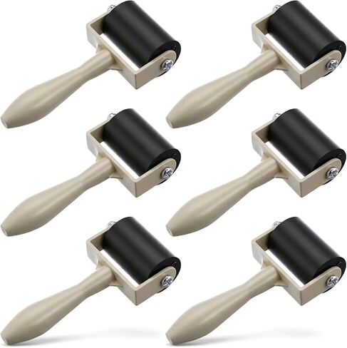 QWORK Rubber Brayer Rollers 1.4 Inch, 6 Pack for Printmaking and Crafts Non Slip Handle for Ink Painting Gluing DIY Art Stamping and Wallpaper Application in Kuwait