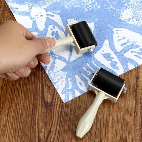 QWORK Rubber Brayer Rollers 1.4 Inch, 6 Pack for Printmaking and Crafts Non Slip Handle for Ink Painting Gluing DIY Art Stamping and Wallpaper Application in Kuwait