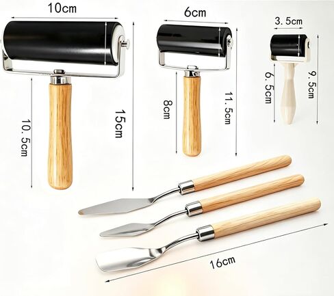 6 Pack Rubber Brayer Roller,3 Scrapers for Printmaking Wallpaper,1.4/2.4/4 Inch Hard Rubber Brayer Rollers,Art Craft Roller for Printmaking,Ink,Wallpapers Stamping Gluing JZCHBL in Kuwait