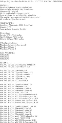 منظم جهد MAD هورنتس لـ Ski-Doo 600 HO SDI Repl # 515176243 515175717 515176023 in Kuwait