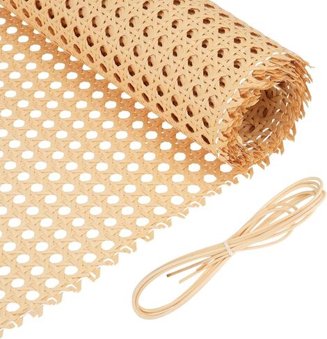 14" x 6.56ft Cane Webbing Rattan Webbing Roll and 1/5" x 16.4ft Groove Chair Caning, Rattan Repair Material Kit for Chair, Cabinet, Basket, Home Caning Furniture Repair Supplies in Kuwait