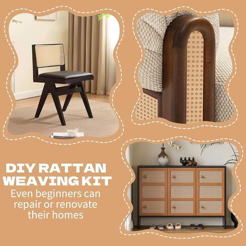 14" x 6.56ft Cane Webbing Rattan Webbing Roll and 1/5" x 16.4ft Groove Chair Caning, Rattan Repair Material Kit for Chair, Cabinet, Basket, Home Caning Furniture Repair Supplies in Kuwait