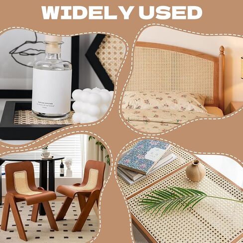 14" x 6.56ft Cane Webbing Rattan Webbing Roll and 1/5" x 16.4ft Groove Chair Caning, Rattan Repair Material Kit for Chair, Cabinet, Basket, Home Caning Furniture Repair Supplies in Kuwait