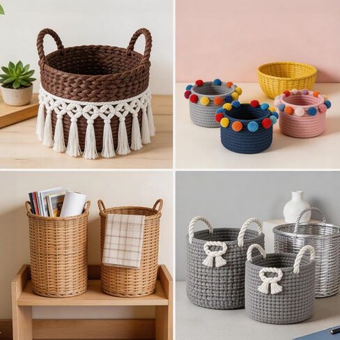 6PCS Wooden Basket Bottom, Crochet Basket Base & Basket Weaving Wooden Bases for Crochet Baskets - Round/Oval/Square/Heart Basket Bottoms for Crochet Base for DIY Craft Weaving in Kuwait