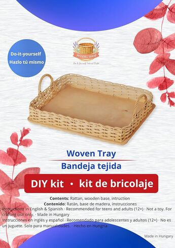 PEDDIG SHOP DIY Basket Weaving Tray Kit – Complete Rattan Craft Set with Wooden Base – Make Your Own Handmade Wicker Serving Tray in Kuwait
