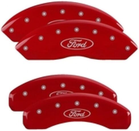 MGP Caliper Covers 10022SFRDRD Red Brake Covers Engraved with Silver Ford Oval (Set of 4) in Kuwait