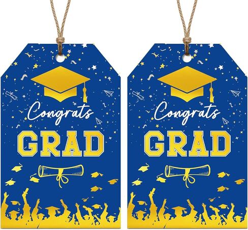 Graduation Gift Tags 2026, 50PCS Gold Foil Congrats Grad Tags with String, Class of 2026 Party Favor Tags for Graduation Party Decor & Gift Wrap (Blue with Gold Foil) in Kuwait