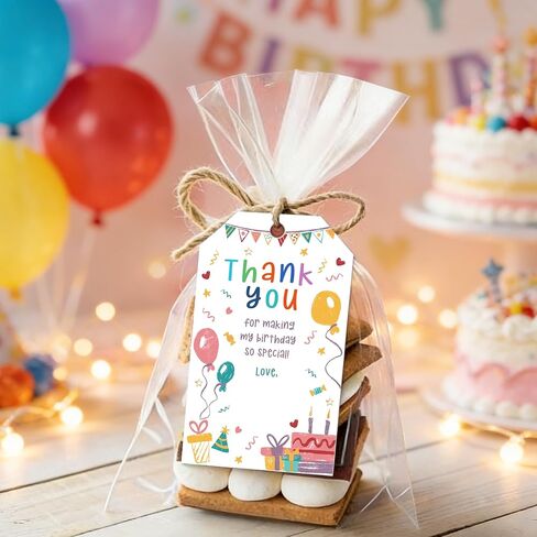 Thank You Tags, 50 Pcs Balloon Birthday Gift Tags with String for Gifts Box Bags, Thank You for Celebrating Holiday Presents Wrapping for Party Favors - D01 in Kuwait