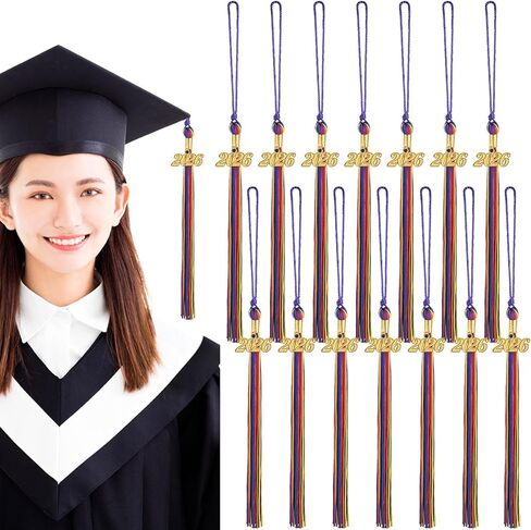 Yaomiao 14 Pieces 2026 Year Charm Graduation Tassel Academic Graduation Hat Tassel with Decoration for Graduates Ceremonies Parties Accessories(Rainbow) in Kuwait