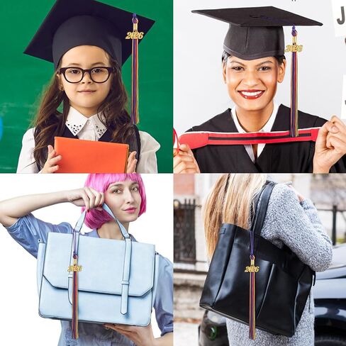 Yaomiao 14 Pieces 2026 Year Charm Graduation Tassel Academic Graduation Hat Tassel with Decoration for Graduates Ceremonies Parties Accessories(Rainbow) in Kuwait
