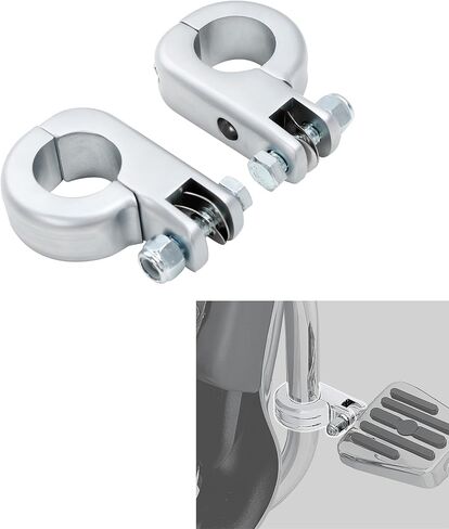 SLMOTO دراجة نارية من الكروم الساتان العالمي 1-1/4 بوصة واقي المحرك Footpeg Mount P المشبك مناسب لـ Harley Touring Sportster Softail Dyna 32mm Crash Bar Chrome in Kuwait