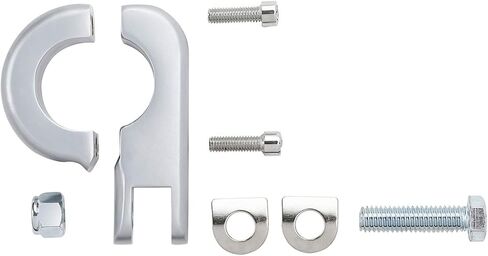 SLMOTO دراجة نارية من الكروم الساتان العالمي 1-1/4 بوصة واقي المحرك Footpeg Mount P المشبك مناسب لـ Harley Touring Sportster Softail Dyna 32mm Crash Bar Chrome in Kuwait