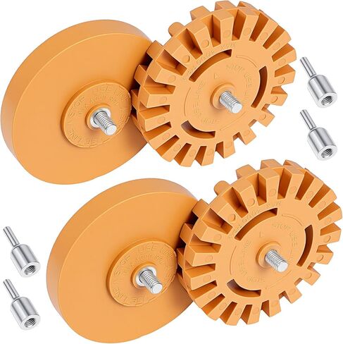 4 Pcs Eraser Wheel for Drill, Rubber Wheel Tool Kit with Drill Adapter Adhesive Drills Removes Car Stripes Vinyl Tapes Decal Remover Eraser Wheels for Cars Motorcycles Stickers Labels in Kuwait