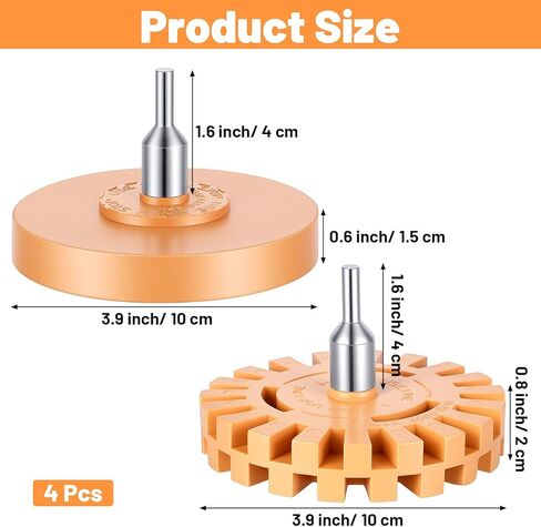 4 Pcs Eraser Wheel for Drill, Rubber Wheel Tool Kit with Drill Adapter Adhesive Drills Removes Car Stripes Vinyl Tapes Decal Remover Eraser Wheels for Cars Motorcycles Stickers Labels in Kuwait