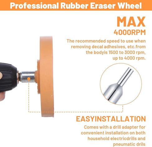 4 Pcs Eraser Wheel for Drill, Rubber Wheel Tool Kit with Drill Adapter Adhesive Drills Removes Car Stripes Vinyl Tapes Decal Remover Eraser Wheels for Cars Motorcycles Stickers Labels in Kuwait