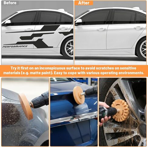 4 Pcs Eraser Wheel for Drill, Rubber Wheel Tool Kit with Drill Adapter Adhesive Drills Removes Car Stripes Vinyl Tapes Decal Remover Eraser Wheels for Cars Motorcycles Stickers Labels in Kuwait