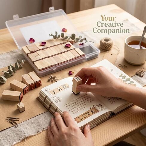 36 Pcs Letter Stamps, Wooden Rubber Stamps for Crafting Scrapbooking, Plastic Box Multipurpose Number Alphabet Letter Wood Rubber Stamp (B Style) in Kuwait