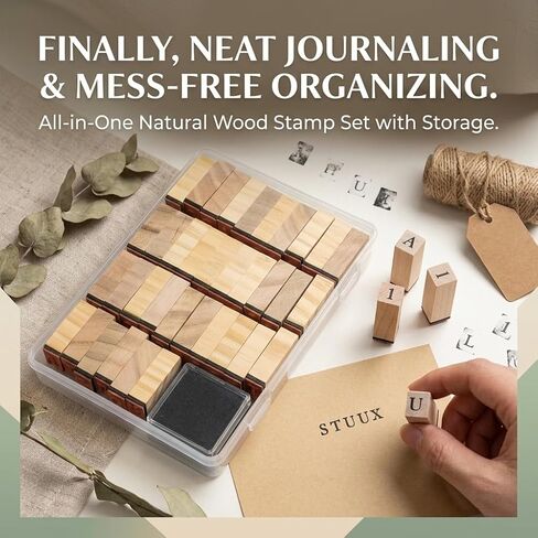 36 Pcs Letter Stamps, Wooden Rubber Stamps for Crafting Scrapbooking, Plastic Box Multipurpose Number Alphabet Letter Wood Rubber Stamp (B Style) in Kuwait