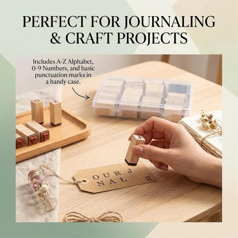 36 Pcs Letter Stamps, Wooden Rubber Stamps for Crafting Scrapbooking, Plastic Box Multipurpose Number Alphabet Letter Wood Rubber Stamp (B Style) in Kuwait