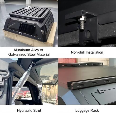 6.6ft Decor Pickup Truck Topper Compatible with GMC Sierra 1500 2019 2020 2021 2022 2023 2024 Hardtop Canopy – Lockable No-Drill Bed Cap with Interior Light, Camper Shell & Tonneau Cover Alternative in Kuwait