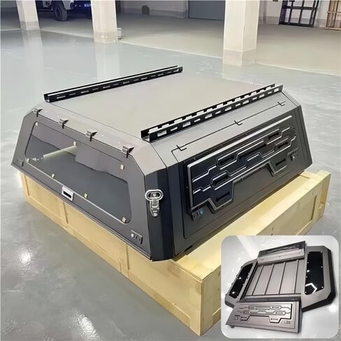 6.6ft Decor Pickup Truck Topper Compatible with GMC Sierra 1500 2019 2020 2021 2022 2023 2024 Hardtop Canopy – Lockable No-Drill Bed Cap with Interior Light, Camper Shell & Tonneau Cover Alternative in Kuwait