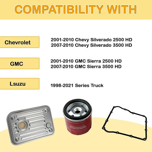 طقم فلتر ناقل الحركة لسلسلة أليسون 1000/2000 | يناسب 2001-2010 2500/3500HD 6.6L دوراماكس ديزل | يستبدل 29539579 29537965 in Kuwait