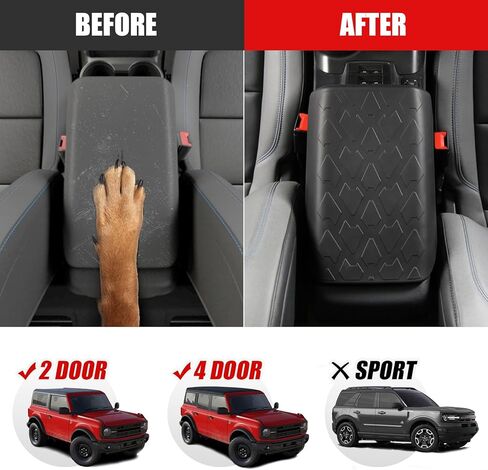 غطاء مسند ذراع وحدة التحكم المركزية من Mabett لملحقات Ford Bronco 2021 2022 2023 2024 2025 2/4 باب يمنع الحيوانات الأليفة من الخدوش وسادة داخلية لتغطية مسند الذراع in Kuwait