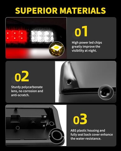 مجموعة مصابيح الفرامل الثالثة LED متوافقة مع 2004 2005 2006 2007 2008 Ford F-150 و2006-2008 Lincoln Mark LT، مصباح إيقاف خلفي مركزي عالي التركيب لـ 04-08 F150 in Kuwait