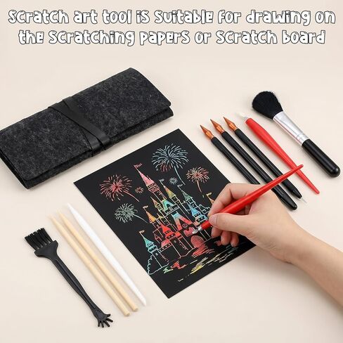12 قطعة من أدوات الرسم للخدش من HJZHII، مجموعة أدوات رسم الخدش، مجموعة أدوات فنية للخدش، تتضمن حقيبة أدوات، أقلام تلوين للخدش، أقلام خشبية بلاستيكية، مكشطة فرشاة نظيفة للبالغين والمراهقين in Kuwait