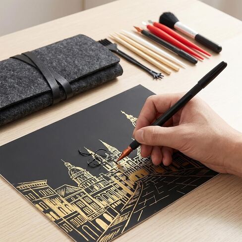 12 قطعة من أدوات الرسم للخدش من HJZHII، مجموعة أدوات رسم الخدش، مجموعة أدوات فنية للخدش، تتضمن حقيبة أدوات، أقلام تلوين للخدش، أقلام خشبية بلاستيكية، مكشطة فرشاة نظيفة للبالغين والمراهقين in Kuwait