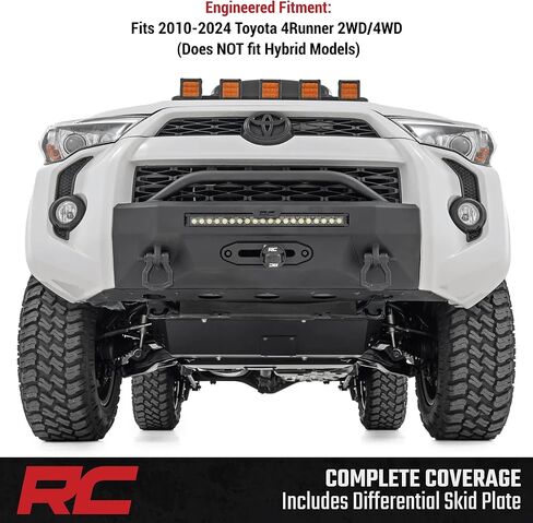 طقم ألواح انزلاقية أمامية وبطن ريفية خشنة لسيارة Toyota 4Runner (2010-2024) - حماية أسفل الهيكل الفولاذية شديدة التحمل، تتضمن انزلاقًا تفاضليًا in Kuwait