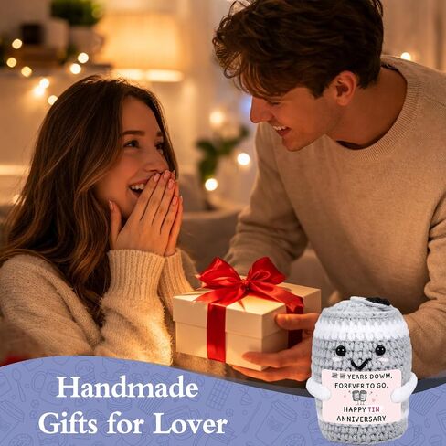 aiseavril cadeau 10 سنوات الذكرى القصدير لطيف القطن الناعم الكروشيه، هدية للزوجة الزوج زوجين رومانسية 10th، 10 سنوات إلى الأبد للذهاب إليه عيد الحب زفافها in Kuwait