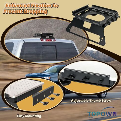 TOPOWN Drill-Free Cab Mount for Starlink Mini for Chevy Silverado for GMC1500-3500 Work Cab (2020+ Non Spoiler Models) Metal Bracket for Starlink Mini for GMC for Chevy for Aluminum Body--US Patent in Kuwait