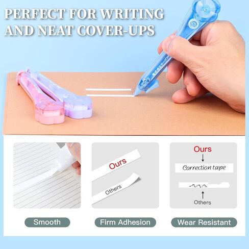 5-Pack Correction Tape Pen, as Smooth as Writing, Dry Instantly, Stretch Resistant, Noiseless Correction Pen, Writing Supplies & Correction Supplies, 0.2 in x 19.69 ft in Kuwait