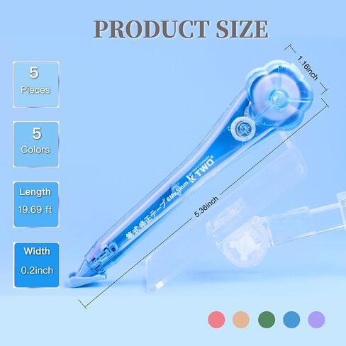 5-Pack Correction Tape Pen, as Smooth as Writing, Dry Instantly, Stretch Resistant, Noiseless Correction Pen, Writing Supplies & Correction Supplies, 0.2 in x 19.69 ft in Kuwait