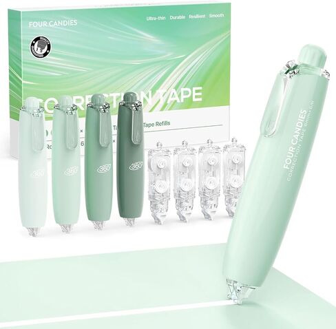 Office Accessories,Refillable Retractable White Correction Tape, 4PCS Smooth White Pull-Out Tape with 4 Extra Refills, Easy to Use for Instant Corrections for Office, School Supplies (Purple) in Kuwait