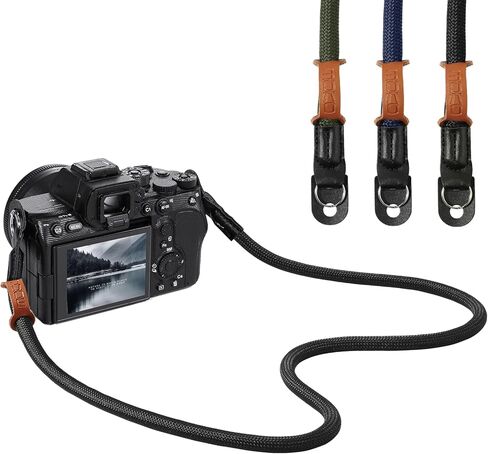 MoKo Camera Hand Wrist Strap [2 Pack], Cotton Adjustable Camera Hand Grip Strap Wristband Stability Security for Fujifilm/Nikon/Canon/Sony/Olympus/Panasonic/SLR/DSLR Digital Cameras - Black/Brown in Saudi Arabia