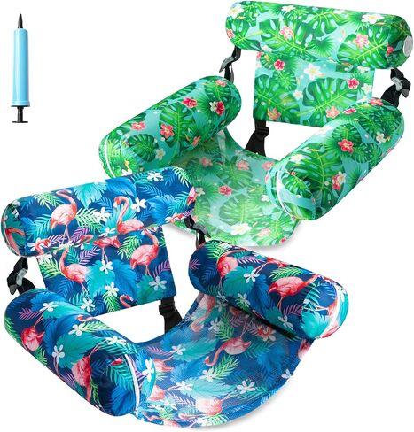 FindUWill Inflatable Pool Floats Adult, 2 Pack Pool Float Chair Heavy Duty Floating Lounge Chairs, Pool Floaties for Summer Party, Blow up Rafts for Pool Beach Lake in Saudi Arabia