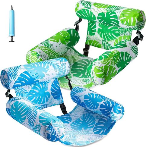 FindUWill Inflatable Pool Floats Adult, 2 Pack Pool Float Chair Heavy Duty Floating Lounge Chairs, Pool Floaties for Summer Party, Blow up Rafts for Pool Beach Lake in Saudi Arabia