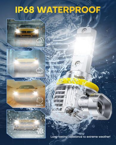 مصابيح الضباب AUXITO H11 H16 H8 LED 6500K أبيض 1200% سطوع 40,000LM حجم صغير H11 مصابيح ضباب LED أو ترقية DRL، غير قطبية، تشغيل وتوصيل (حزمة من 2) in Kuwait