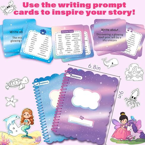 مجموعة القصص الفنية، اصنع كتاب القصص الخاص بك، مجلة كتابة DIY مع أكثر من 400 ملصق، 24 قلمًا، 2 لوازم سجل القصاصات والمجلات، مجموعة صنع الكتب ذات الغلاف الصلب للأطفال هدايا عيد الفصح للفتيات من سن 5 إلى 10 سنوات in Kuwait