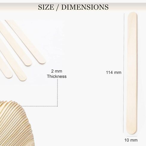 100 Lollipop Sticks Wooden Lolly Sticks for Craft Popsicle and Ice Cream Smooth Polished 114 X 10 X 2 mm in Kuwait