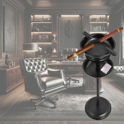 Cigar Ashtray Floor Standing for Patio, Detachable Accessory Tray, Stable Polished Stainless Steel Ashtray for Indoor/Outdoor Use, Standing Ashtray for Cigar Enthusiast in Saudi Arabia