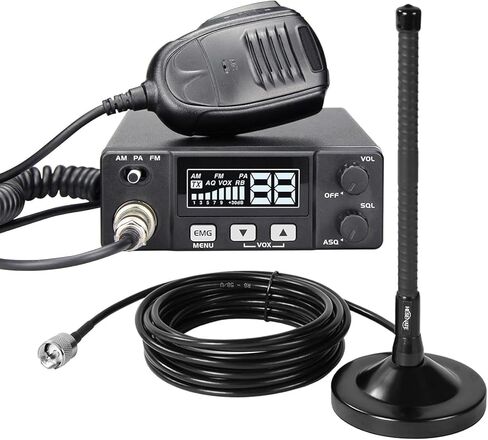 Mini CB Radio with Magnetic Antenna, Mobile CB Radio with AM FM PA, EMG Channel 9/19, VOX, 4-Watt Output for Off Road Trip(HH50 CB Antenna Kit) in Kuwait