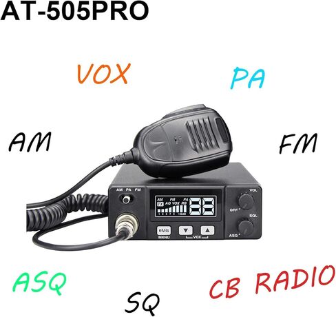 Mini CB Radio with Magnetic Antenna, Mobile CB Radio with AM FM PA, EMG Channel 9/19, VOX, 4-Watt Output for Off Road Trip(HH50 CB Antenna Kit) in Kuwait