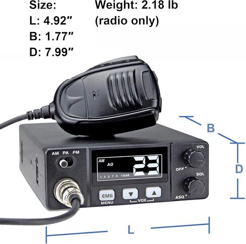 Mini CB Radio with Magnetic Antenna, Mobile CB Radio with AM FM PA, EMG Channel 9/19, VOX, 4-Watt Output for Off Road Trip(HH50 CB Antenna Kit) in Kuwait